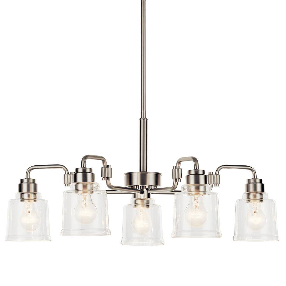 Aivian 30'' Industrial-Style Brushed Nickel 5-Light Chandelier