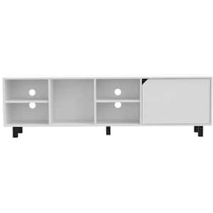 White TV Stand Fits TV's up to 70 in. with Cabinet
