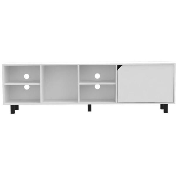 HomeRoots White TV Stand Fits TV's up to 70 in. with 2000478449
