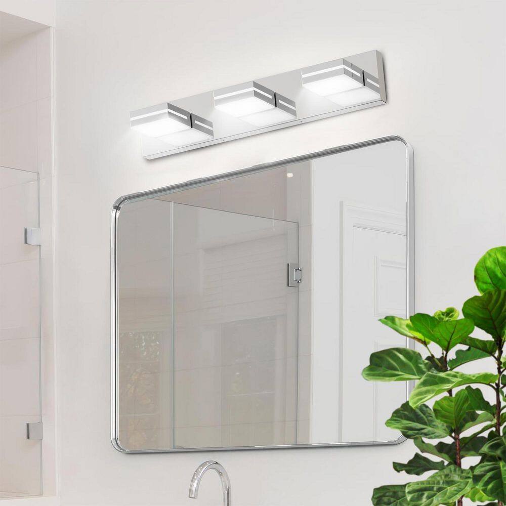 24 in. 3-Light Chrome Modern LED Vanity Light Wall Sconce Over Mirror price history on PriceWatchPro