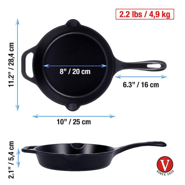 Victoria 10-Inch Cast Iron Round Skillet with Double Loop Handles, Made in  Colombia 