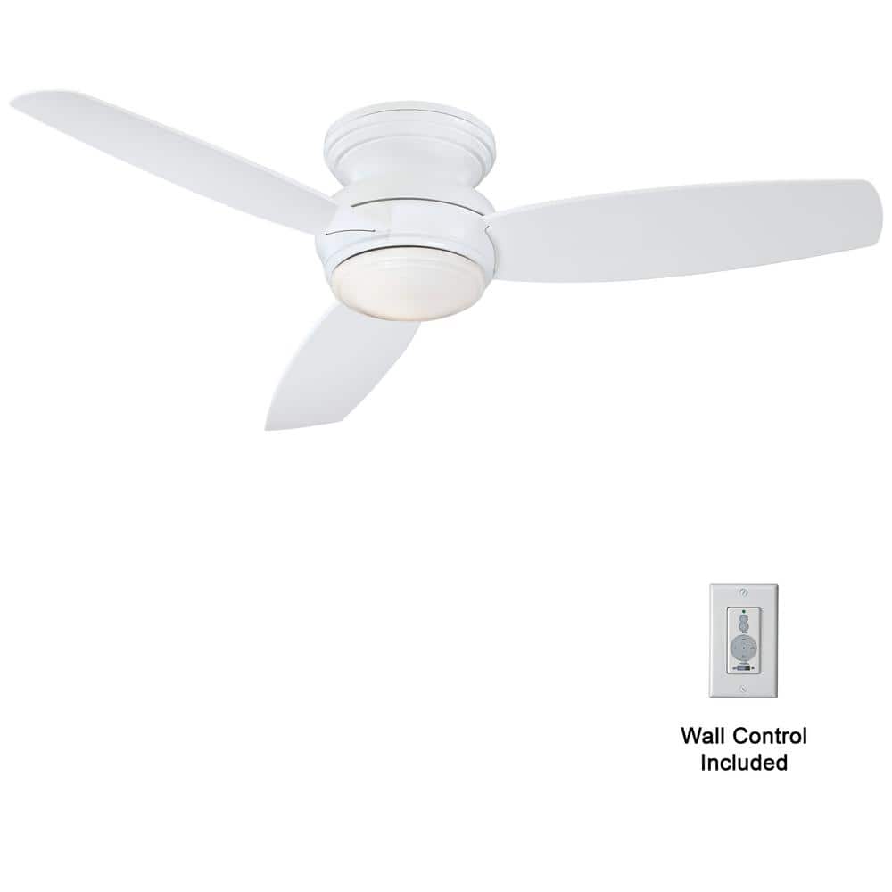 52" White Low Profile LED Ceiling Fan with Remote and Light Kit