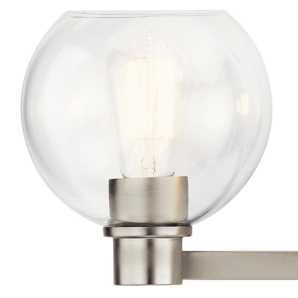Harmony Brushed Nickel 33.5" Transitional Vanity Light with Clear Globe Shades