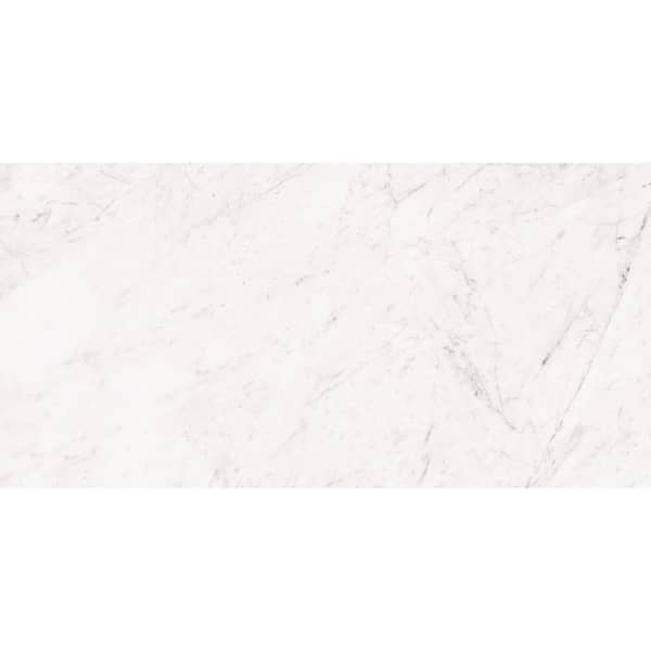 Kaia Zephia White 12 in. x 24 in. Stone Look Polished Porcelain Wall and Floor Tile Sample