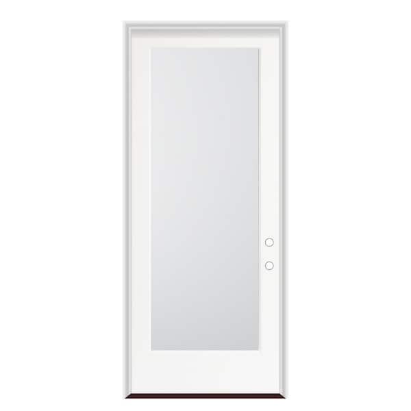 36 in. x 96 in. Left-Hand/Inswing Full Lite Direct Glazed Smooth Fiberglass Prehung Door w/ PVC Frame and PVC Brickmold
