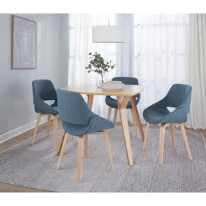 Fabrico Blue Fabric and Natural Wood Side Chair (Set of 2)
