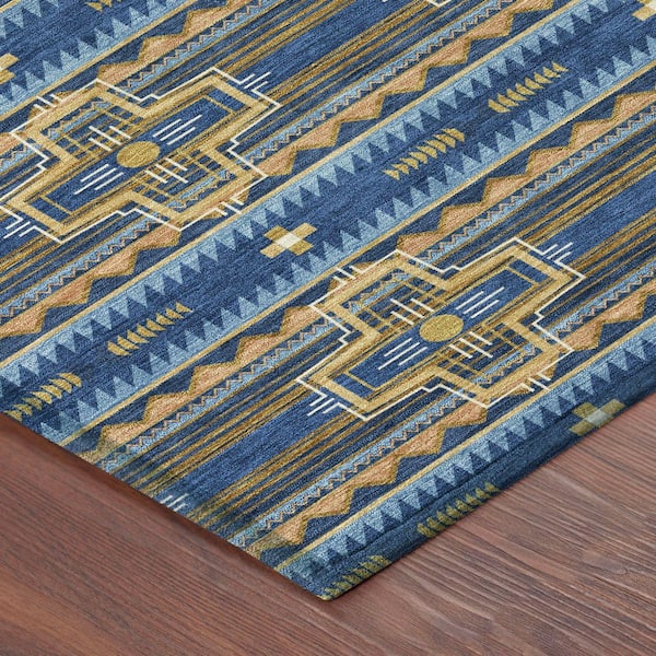Chantille Machine Washable Indoor/Outdoor Abstract ACN2688 Navy 5 ft. x 7 ft. 6 in. Area Rug