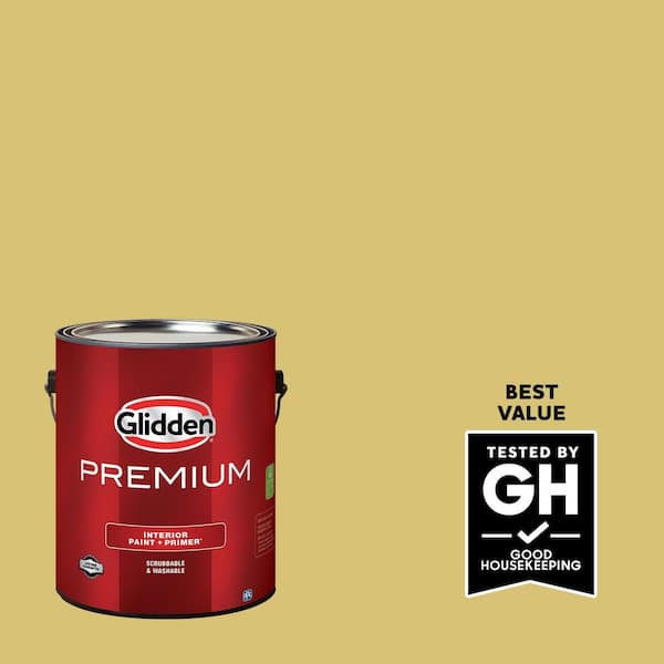 Glidden Premium 1 gal. PPG1109-4 Citrus Yellow Flat Interior Latex Paint