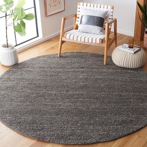 Himalaya Grey 7 ft. x 7 ft. Solid Color Round Area Rug