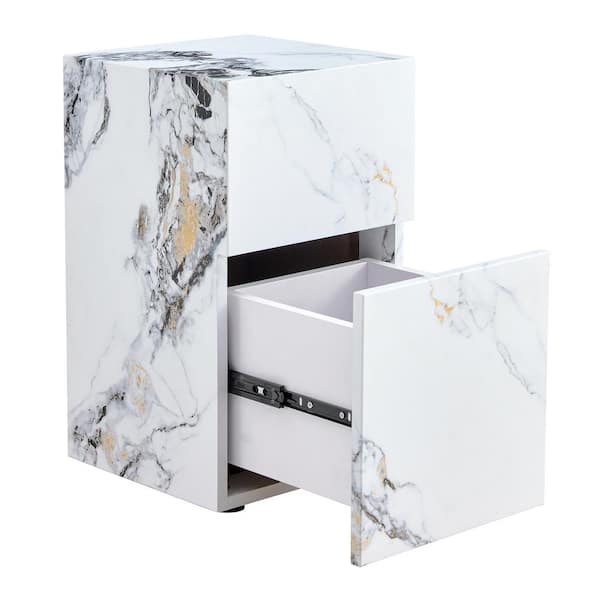 IDEAGLE Side Table 11 in. White Cube MDF Wood End Table Modern Beside Sofa Couch Coffee Table for Small Spaces, Bedroom.