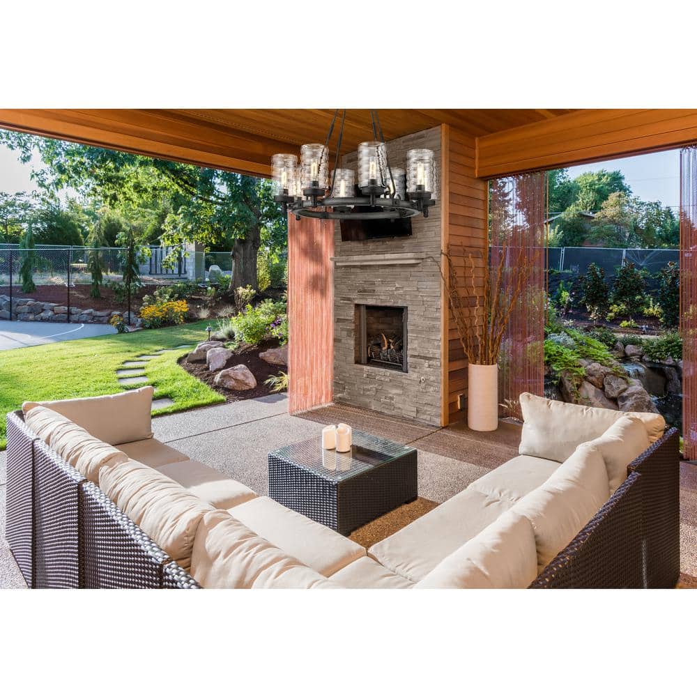 Ashen Barnboard Black 8-Light Outdoor Chandelier