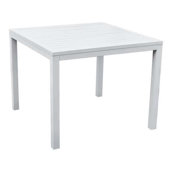 Tenleaf White Aluminum Patio Square Outdoor Dining Table for 4 Person