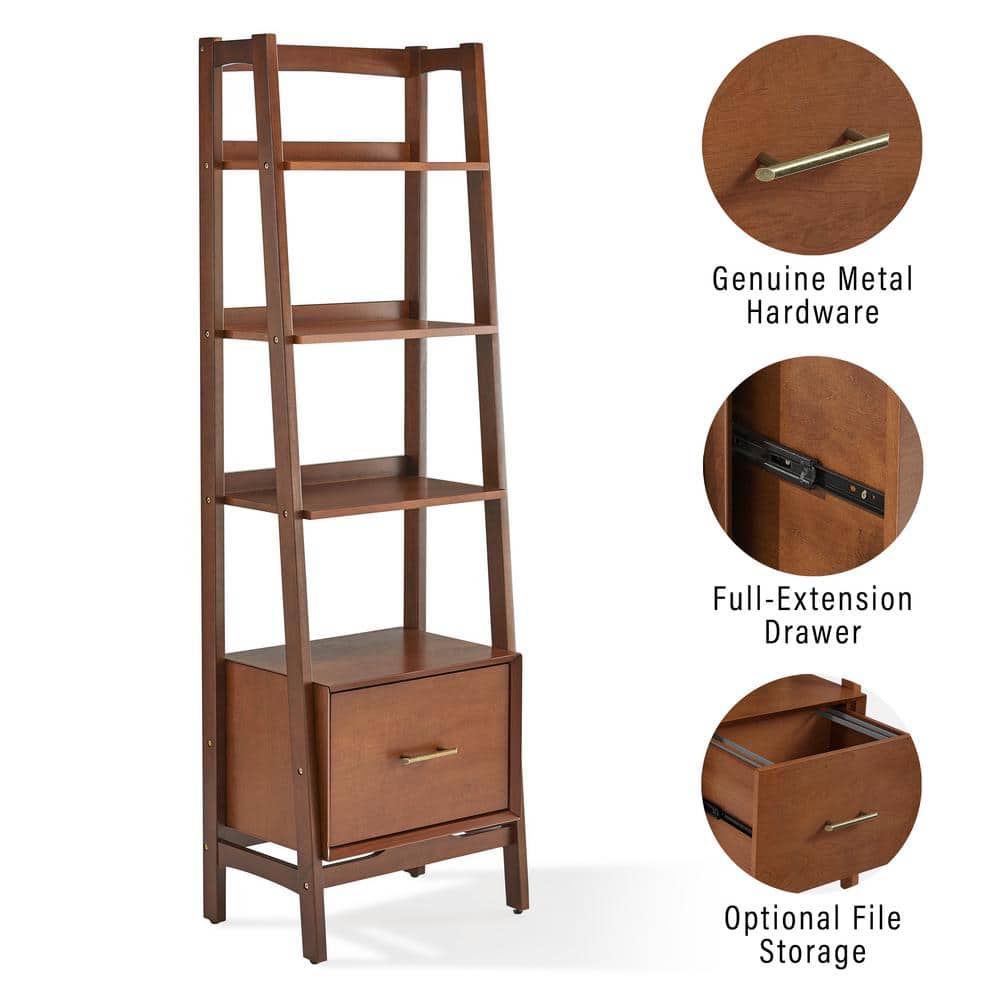 Landon Mid-Century Mahogany Narrow Etagere Bookcase