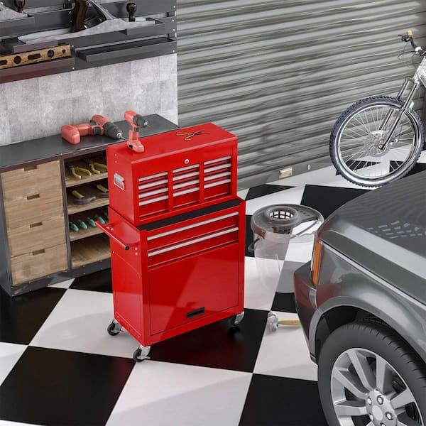 13 in. High Capacity Rolling Side Tool Cabinets Chest with Wheels and Drawers, 8-Drawer Tool Storage Cabinet