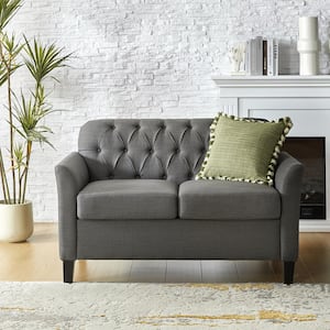 Eulalia 51.5 in. W Grey Transitional Polyester Loveseat with Solid Wood Leg