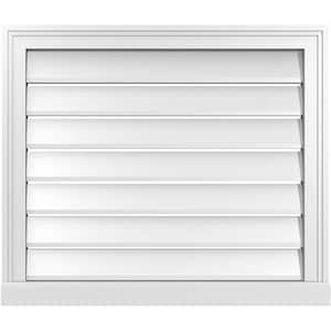 28 in. x 24 in. Vertical Surface Mount PVC Gable Vent: Functional with Brickmould Sill Frame
