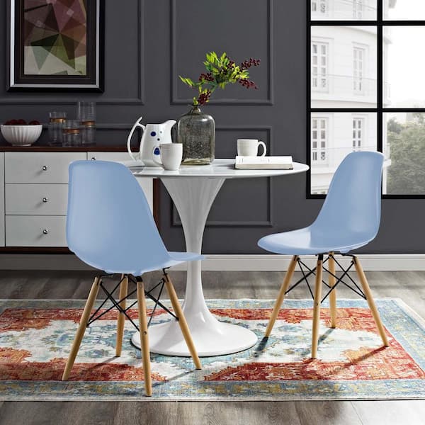MODWAY Pyramid Light Blue Dining Side Chairs (Set of 2)