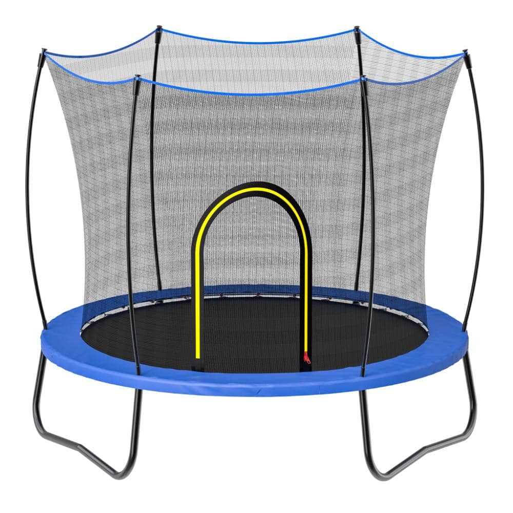 4.6 ft. Blue Round Trampoline, Outdoor Kids Trampoline with Spring Pad, Support Poles for Backyard Play