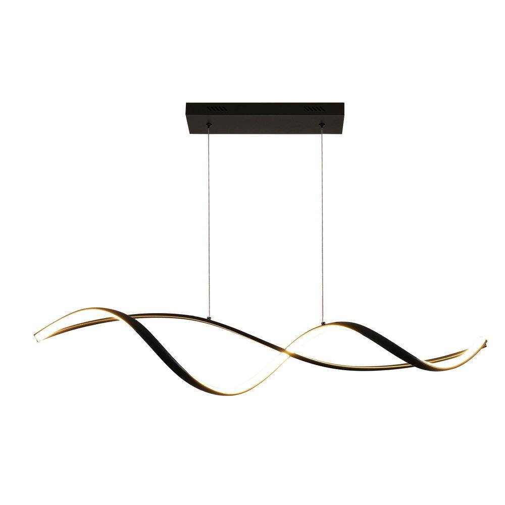 24-Watt 2 Light Black Geometric Dimmable Integrated LED Adjustable Length Pendant Light with Remote Included for Kitchen price history on PriceWatchPro