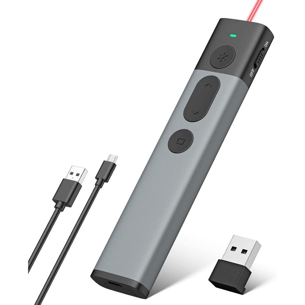 Wireless Presenter Remote Rechargeable Aluminum PowerPoint Clicker Screen with Red Laser for Mac/OS/Windows/Linux price history on PriceWatchPro