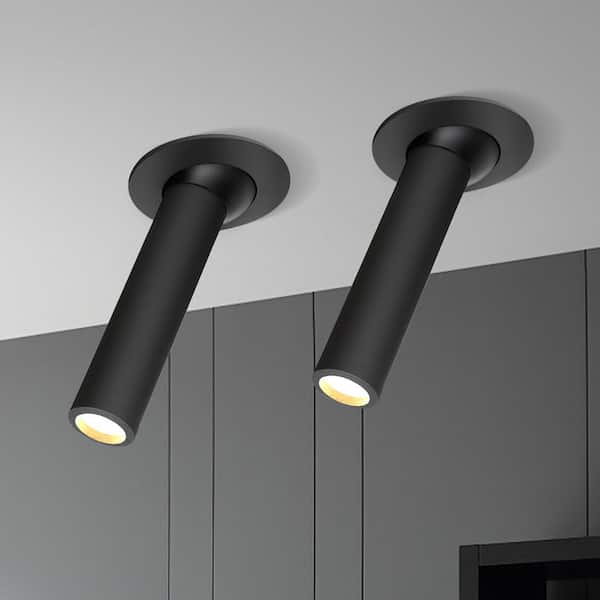 Matte Black Integrated LED Fixed Track Gimbal Head (2-Pack)