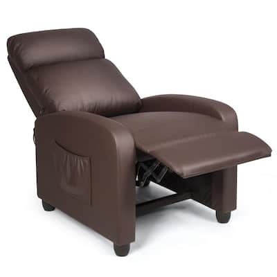 Brown Polyurethane Sponge Reclining Vibration Massage Chair Ergonomic Adjustable Single Sofa