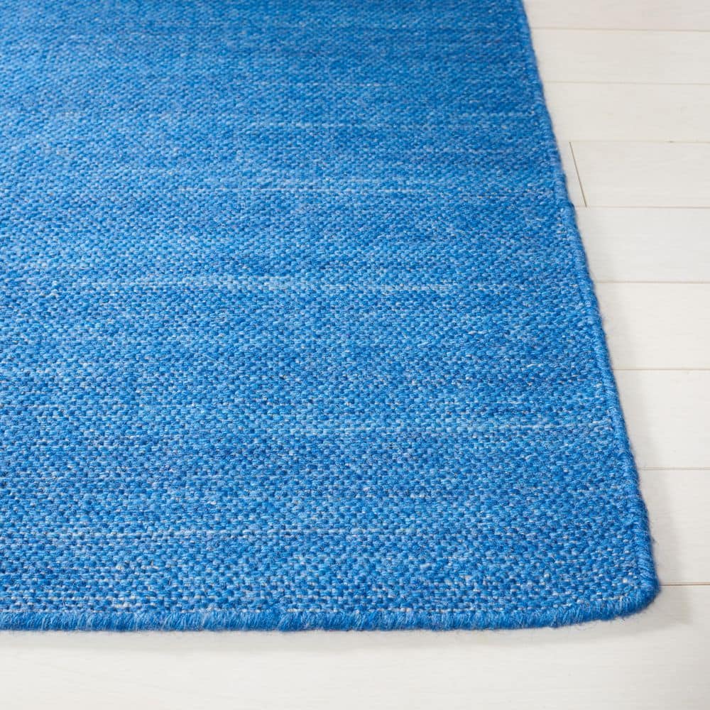 Blue Flat Woven Handmade Wool Area Rug 3x5