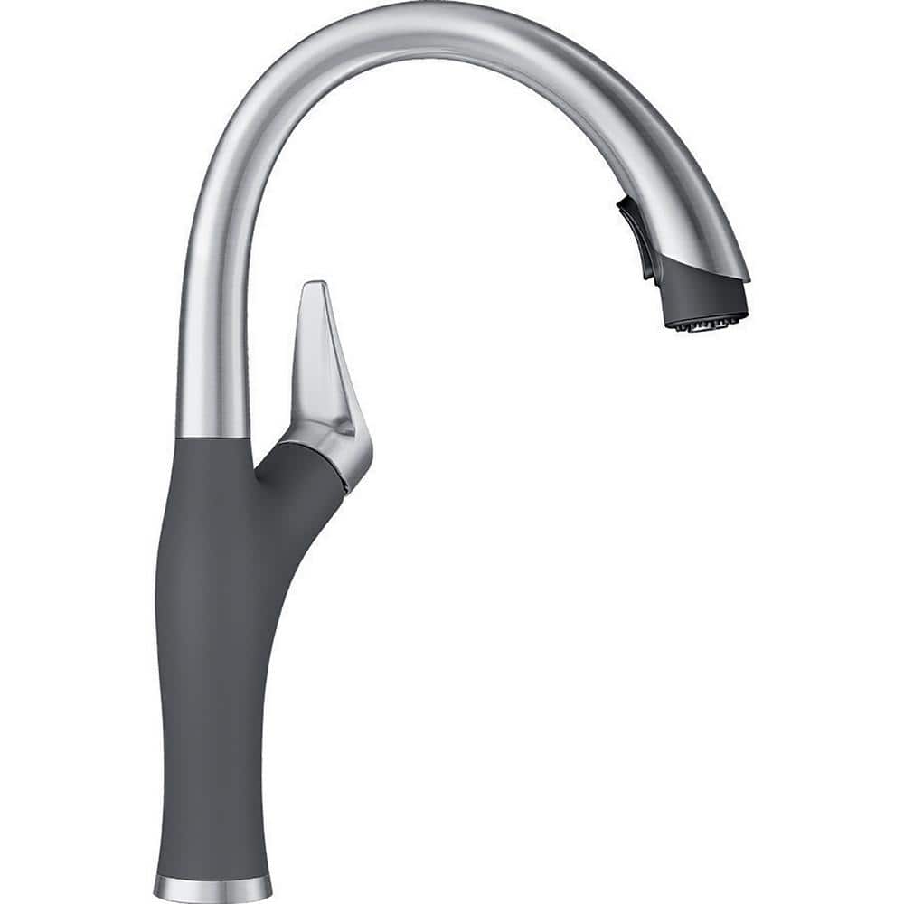 ARTONA Single Handle Gooseneck Kitchen Faucet with Pull-Down Sprayer in PVD