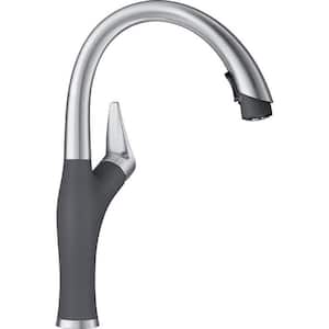 ARTONA Single Handle Gooseneck Kitchen Faucet with Pull-Down Sprayer in PVD/Cinder
