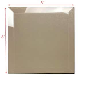 Frosted Elegance Glossy Glittery Cream Beveled Square 8 in. x 8 in. Glass Wall Tile (2.66 Sq. Ft./Pack)