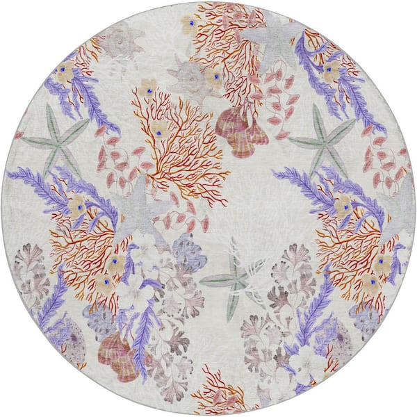 Dream Shag Premium Machine Washable Abstract ADS180 Spice 8 ft. x 8 ft. Round Rug