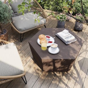 41 in. Indoor and Outdoor Patio Mgo Concrete Coffee Table in a Dark Brown Hexagon Design