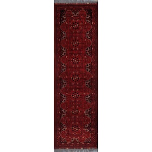 Shirvan Burgundy 2.9 ft. x 9 ft. Geometric Runner Rugs