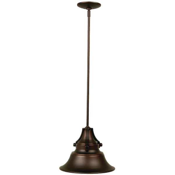 CRAFTMADE Union 9.5 in. 1-Light Oiled Bronze Finish Dimmable Outdoor Pendant Light w/Oiled Bronze Aluminum Shade No Bulb Included
