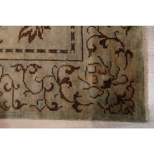 Green Handmade Wool Transitional Ningxia Rug, 8' x 10'