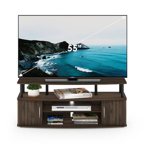 Furinno JAYA 47 in. Columbia Walnut and Black Wood TV Stand Fits