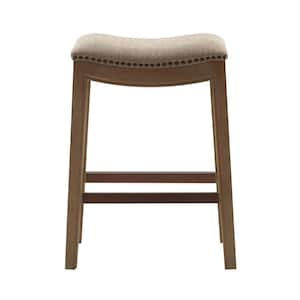 Nomad 27.36 in. Linen Wood Counter Stool with Saddle