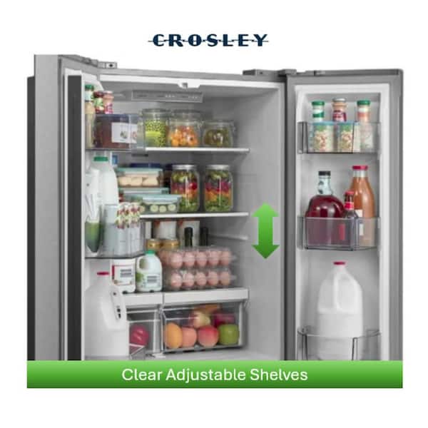 Crosley 30 in. 18.4 cu. ft. French Door with Pocket Handle Design with Adjustable Door Bins and Ice Maker Ready in Stainless CFDMH1834AS