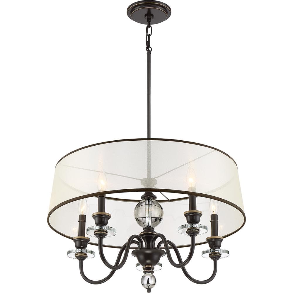 Palladian Bronze and Crystal 5-Light Candle Chandelier
