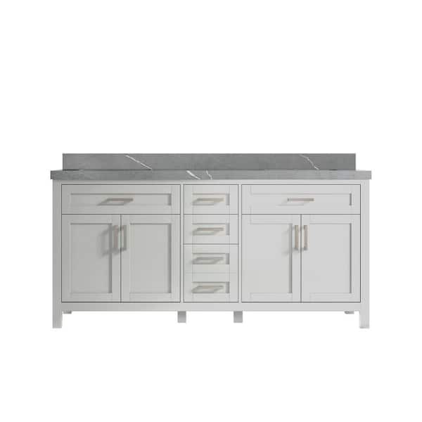 Willow Collections Cambridge 72 in. W x 22 in. D x 36 in. H Double Sink Bath Vanity in Gray with 2 in. Piatra Quartz Top