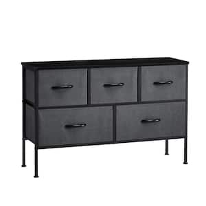 11.61 in. x 38.39 in. x 25.59 in. Dark Gray Dresser for Bedroom with 5-Drawers Outdoor Storage Cabinet