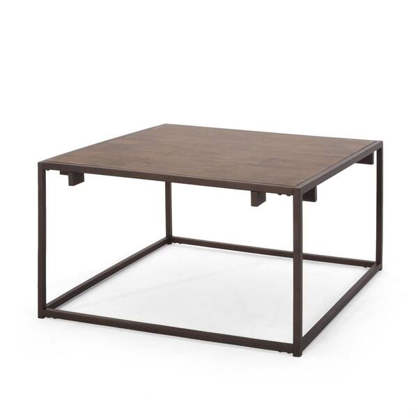 Noble House Molena 34.25 in. Brown and Bronze Square MDF Coffee Table ...