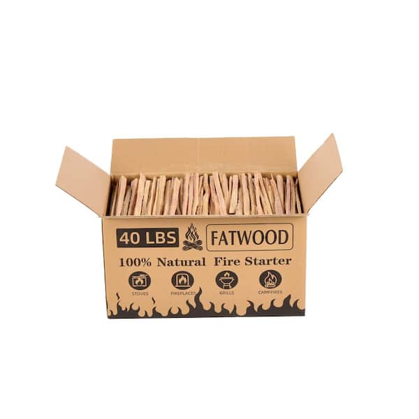 40 lbs. Box Pine Fire Starter Sticks 100% Natural Kindling Wood for Stove, Fireplace, Bonfires, Grill