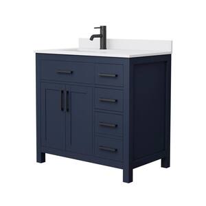 Beckett 36 in. W x 22 in. D x 35 in. H Single Sink Bathroom Vanity in Dark Blue with White Cultured Marble Top