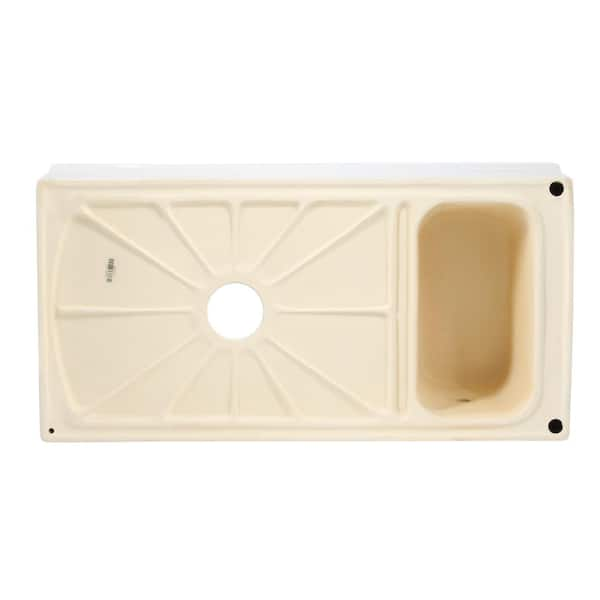 Whitehaus Quatro Alcove Reversible Fireclay Kitchen Sink WHQD540, Biscuit