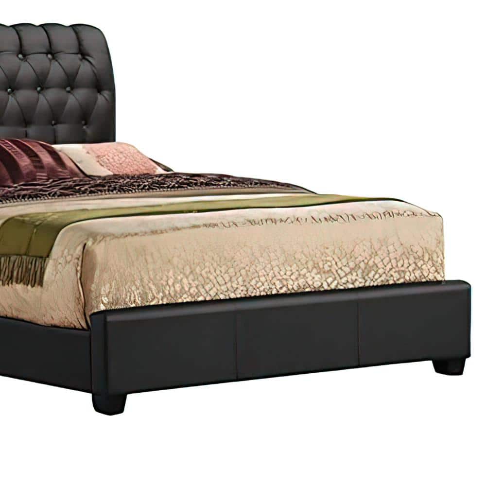 Black Queen Upholstered Bed with Tufted Headboard and Storage