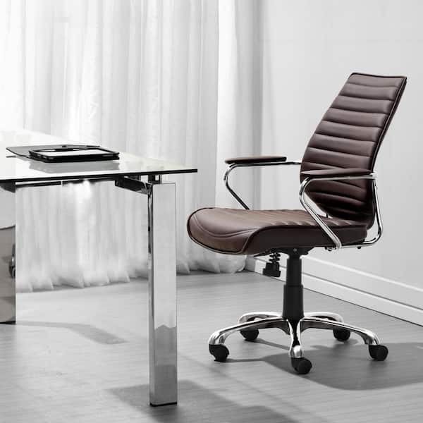 ZUO Enterprise Faux Leather Adjustable Height Office Chair in Espresso with Arms