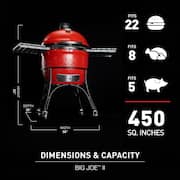 Big Joe II 24 in. Charcoal Grill in Red with Cart, Side Shelves, Grate Gripper, and Ash Tool