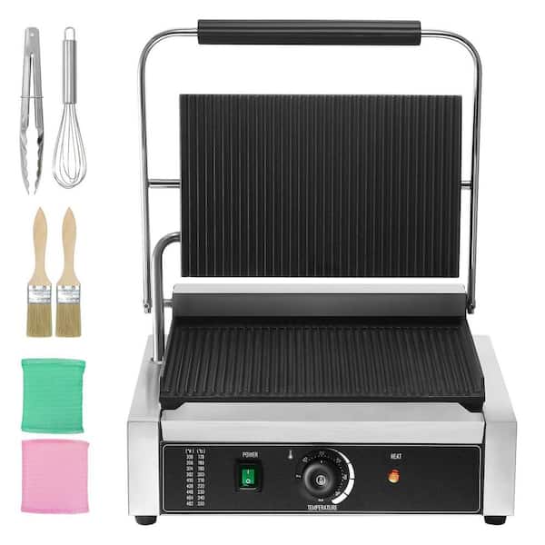 SKYSHALO Commercial Panini Grill, 1800 W Small Electric Product Type, Stainless Steel Sandwich Press, Sandwich Maker, Silver