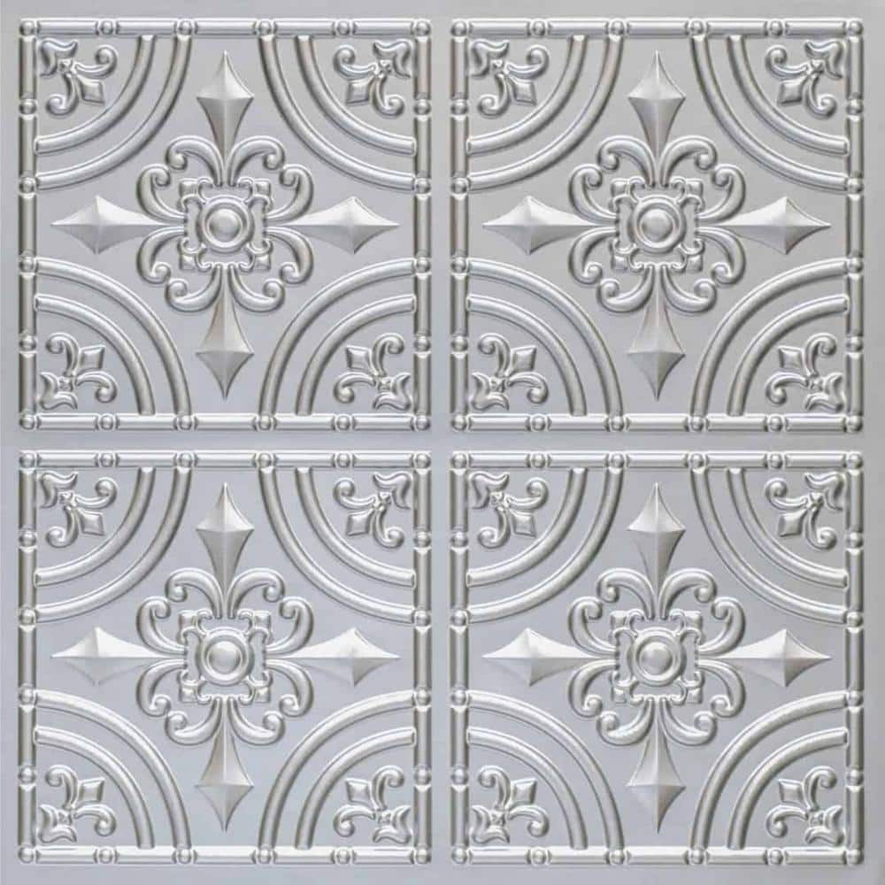 Silver 24" x 24" PVC Glue-Up Ceiling Tile